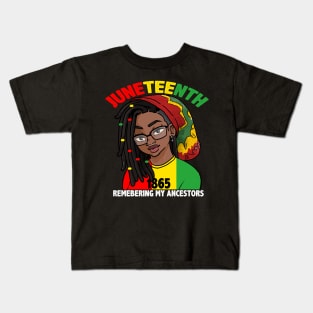 Juneteenth Women Loc'd Hair Remebering My Ancestors Kids T-Shirt